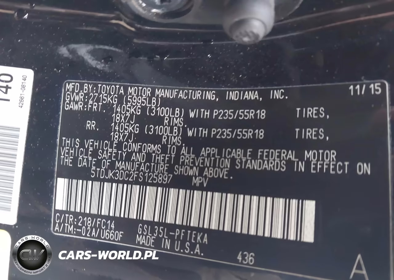 2015 Toyota Sienna Le 7 Passenger VIN:5TDJK3DC2FS125897 - 9
