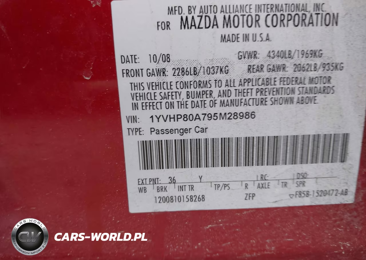 2009 Mazda Mazda6 I Sv VIN:1YVHP80A795M28986 - 9