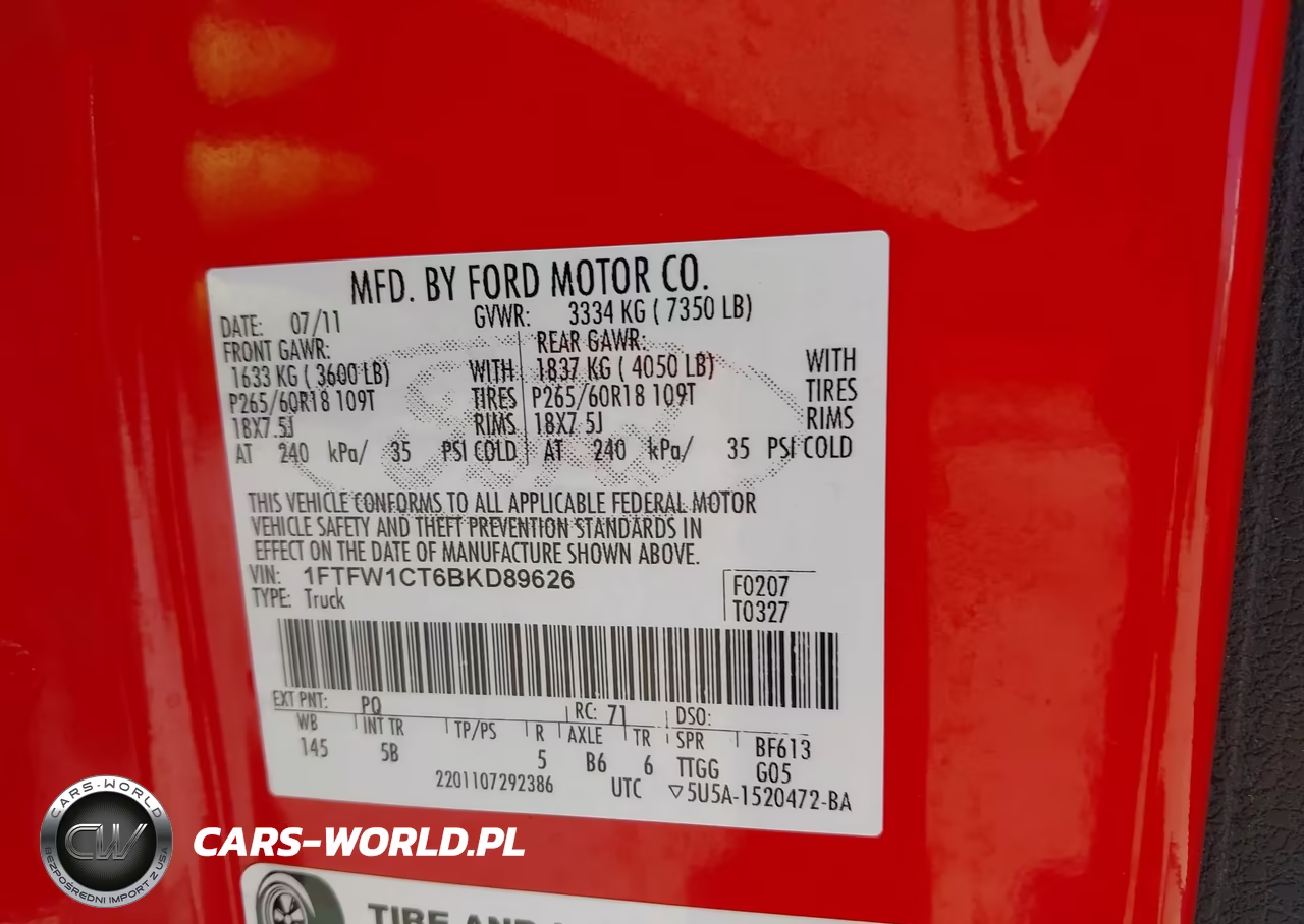 2011 Ford F-150 Fx2 VIN:1FTFW1CT6BKD89626 - 9