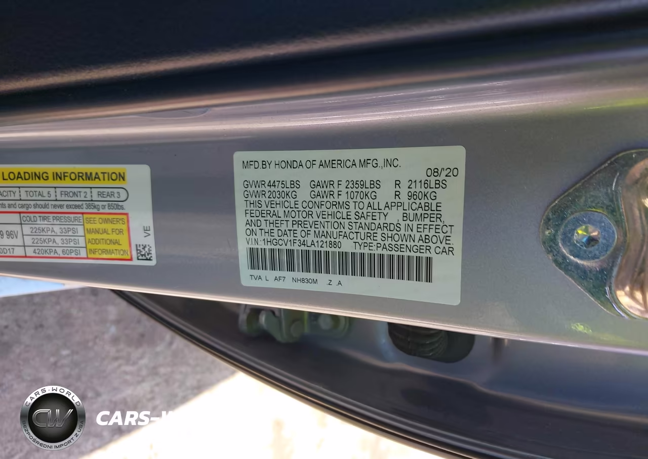 2020 Honda Accord Sport VIN:1HGCV1F34LA121880 - 9