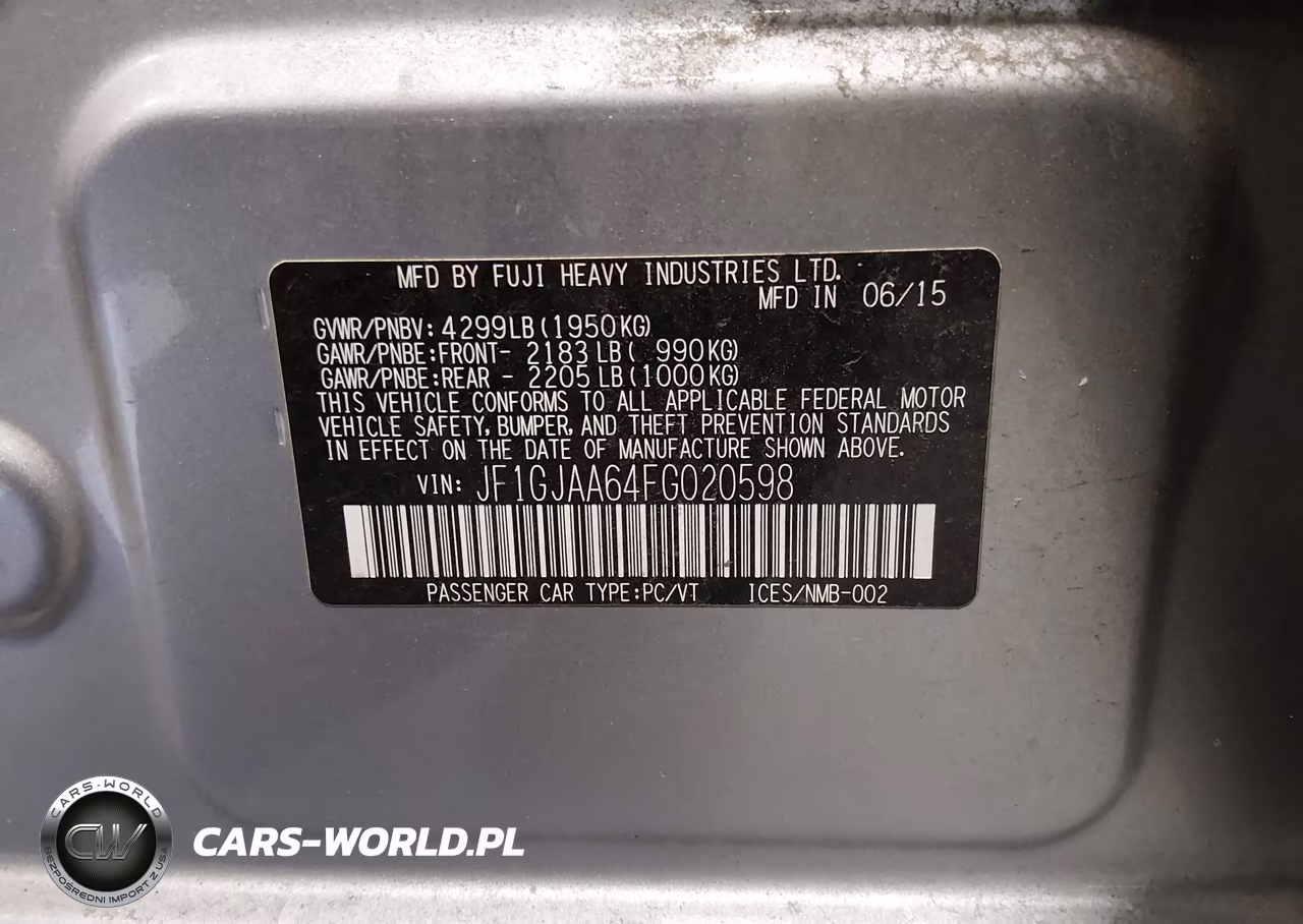2015 Subaru Impreza 2.0I VIN:JF1GJAA64FG020598 - 9