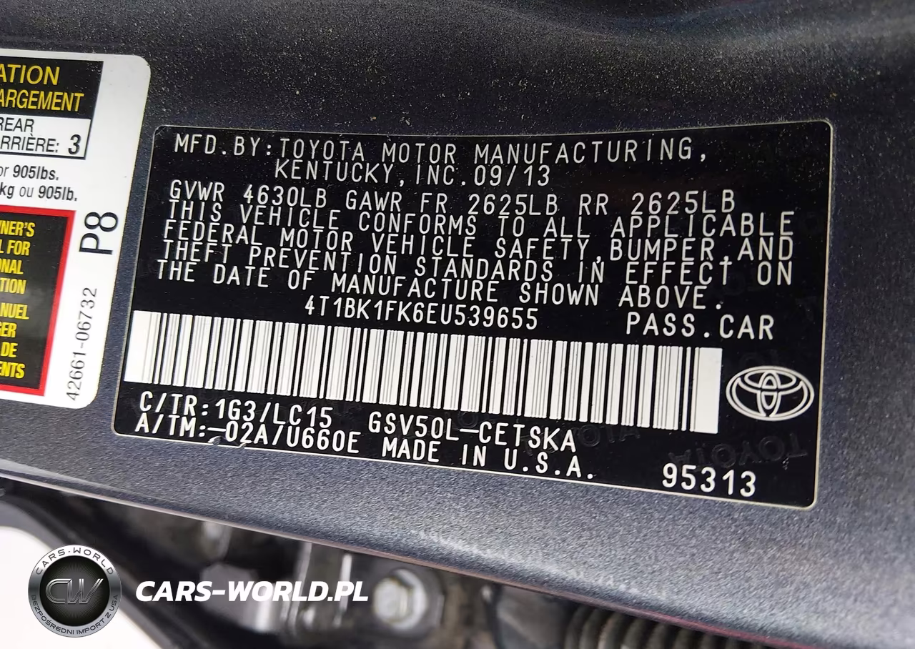 2014 Toyota Camry Se V6 VIN:4T1BK1FK6EU539655 - 9