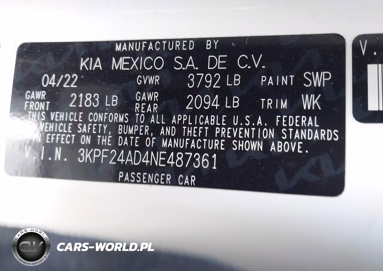 2022 Kia Forte Lxs VIN:3KPF24AD4NE487361 - 9