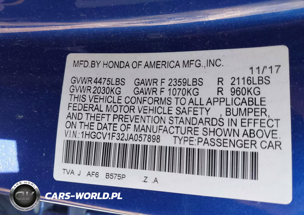 2018 Honda Accord Sport VIN:1HGCV1F32JA057898 - 9