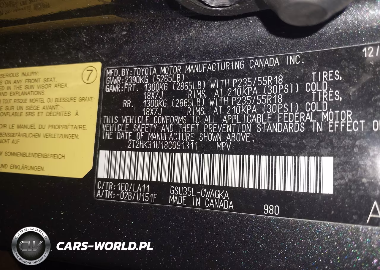 2008 Lexus Rx 350 VIN:2T2HK31U18C091311 - 9
