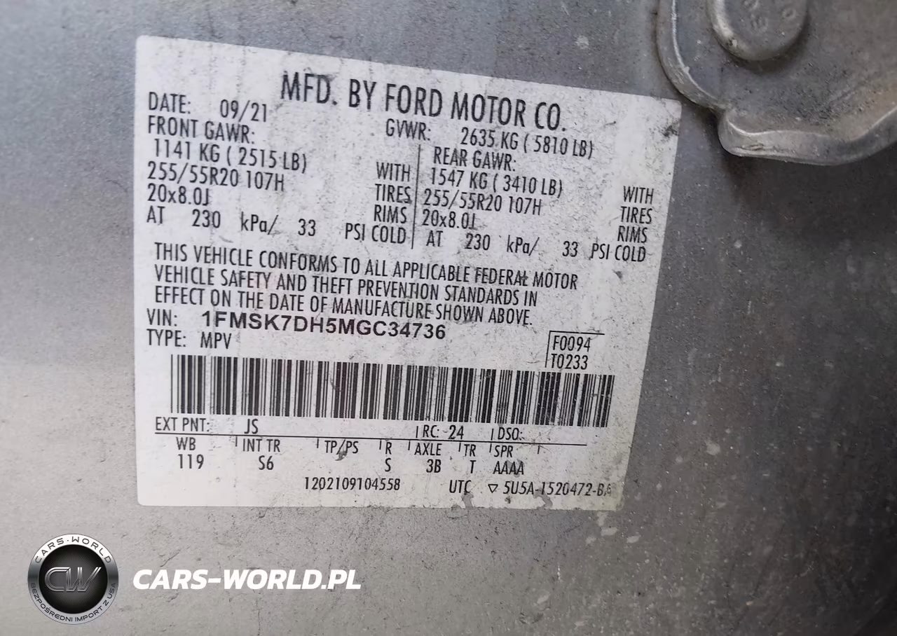 2021 Ford Explorer Xlt VIN:1FMSK7DH5MGC34736 - 9