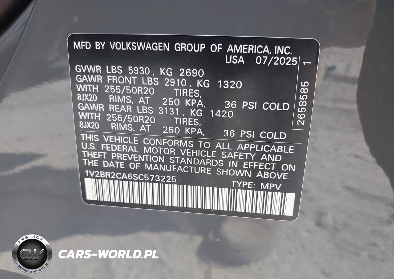 2025 Volkswagen Atlas 2.0T Sel VIN:1V2BR2CA6SC573225 - 9