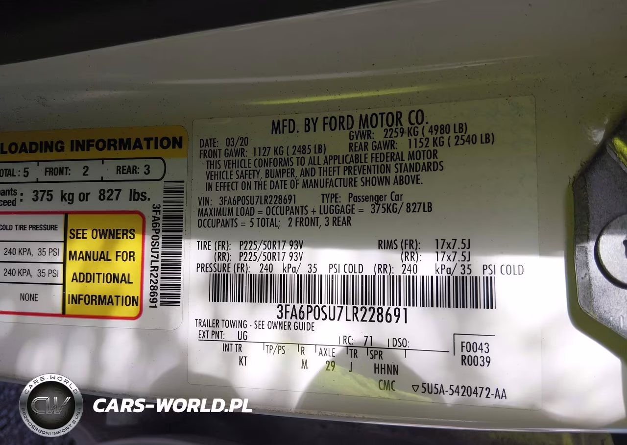2020 Ford Fusion Plug-In Hybrid Titanium VIN:3FA6P0SU7LR228691 - 9