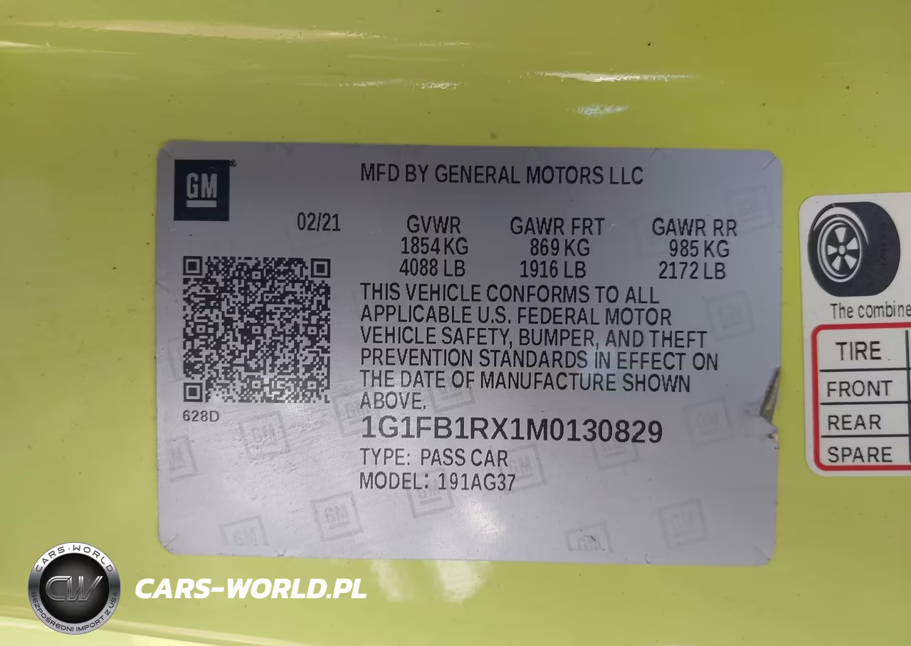 2021 Chevrolet Camaro Rwd 1Ls VIN:1G1FB1RX1M0130829 - 9