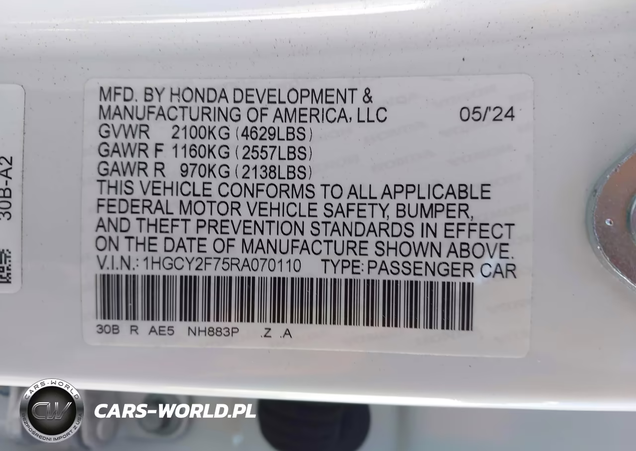 2024 Honda Accord Hybrid Sport-L VIN:1HGCY2F75RA070110 - 9