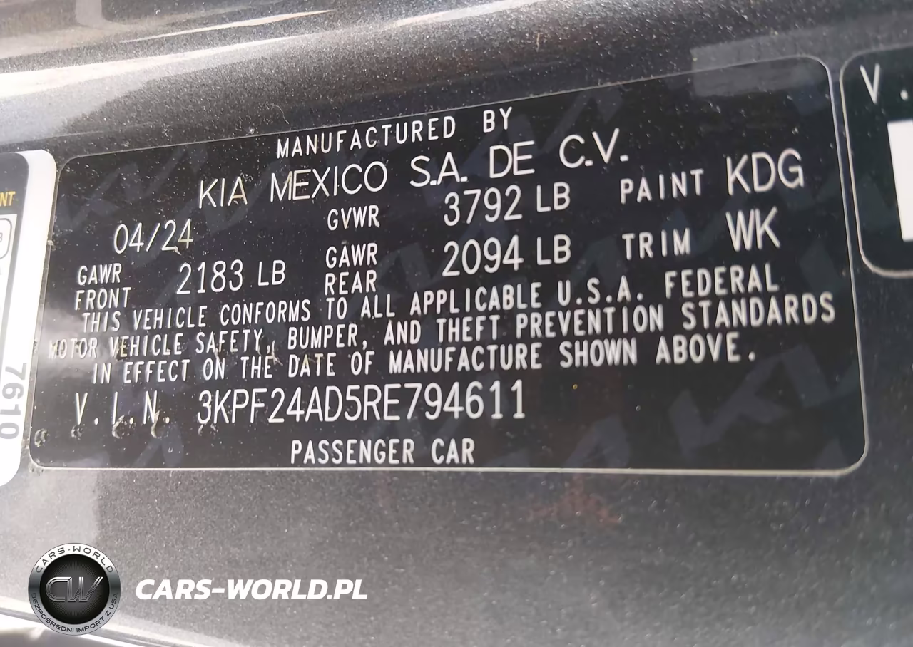 2024 Kia Forte Lxs VIN:3KPF24AD5RE794611 - 9