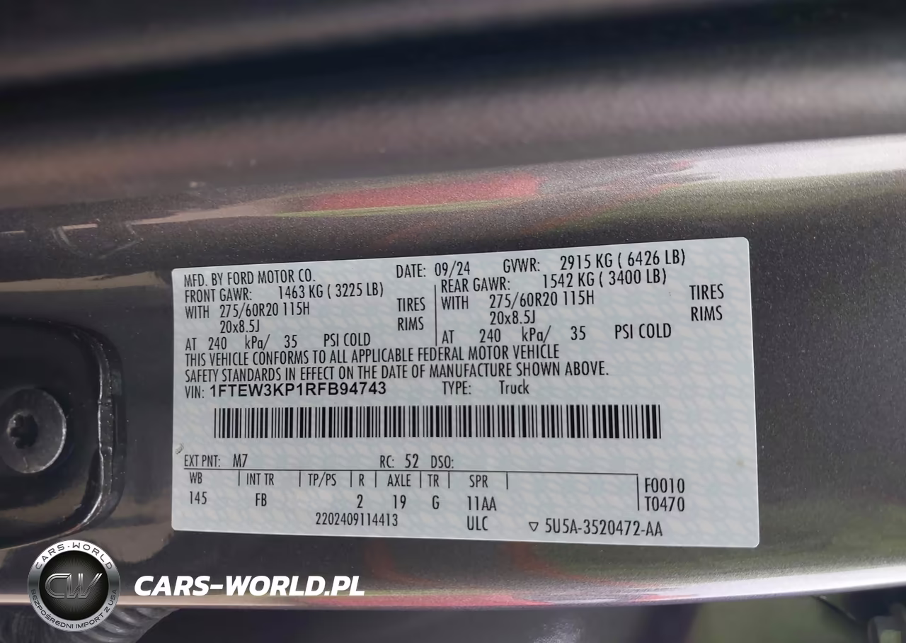 2024 Ford F-150 Xlt VIN:1FTEW3KP1RFB94743 - 9