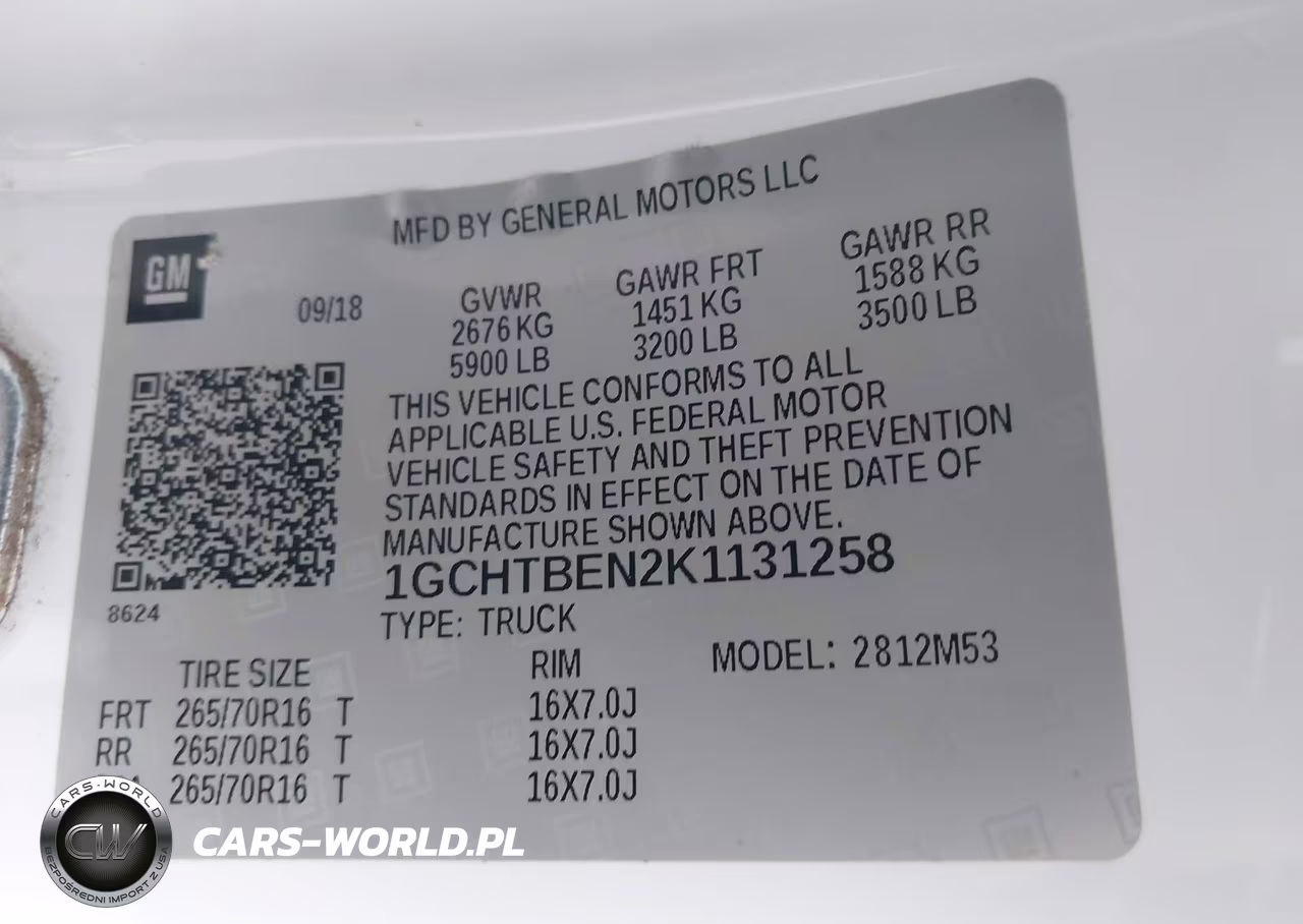 2019 Chevrolet Colorado Wt VIN:1GCHTBEN2K1131258 - 9