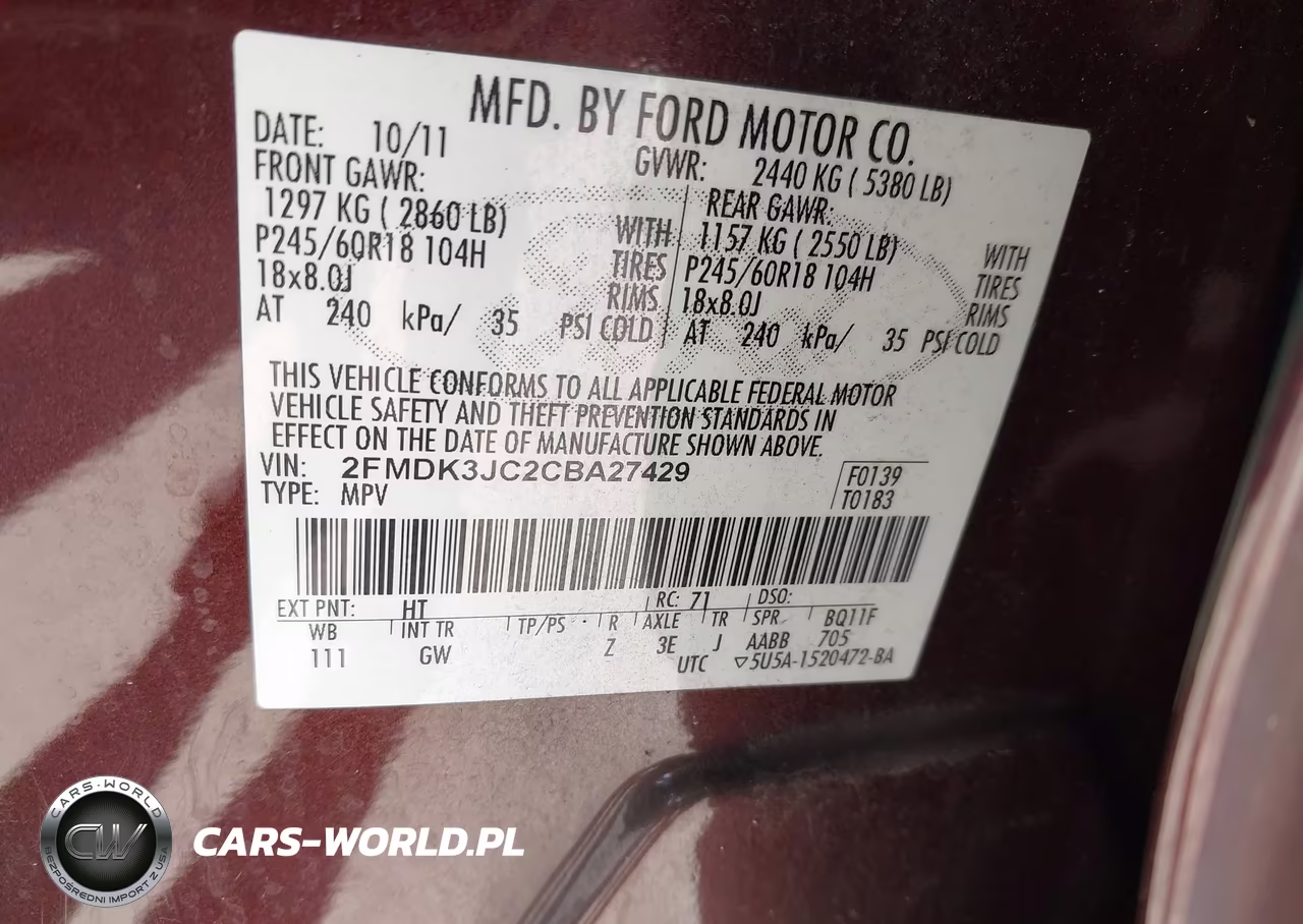 2012 Ford Edge Sel VIN:2FMDK3JC2CBA27429 - 9