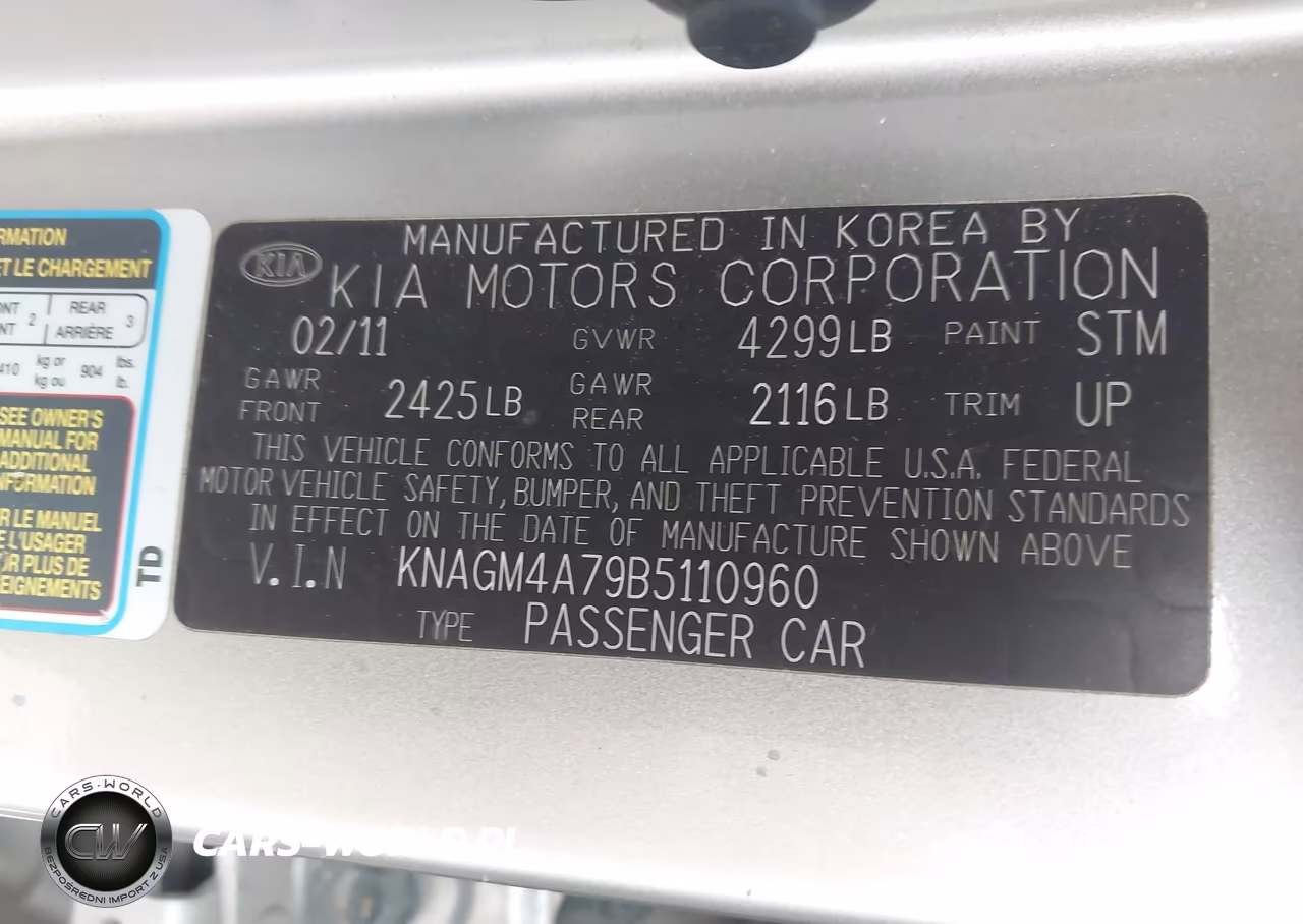 2011 Kia Optima Lx VIN:KNAGM4A79B5110960 - 9