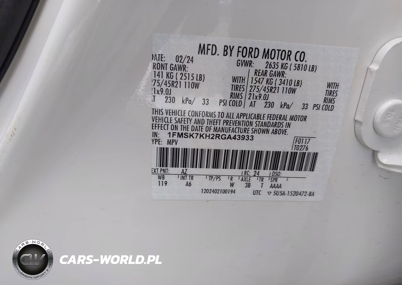 2024 Ford Explorer St-Line VIN:1FMSK7KH2RGA43933 - 9
