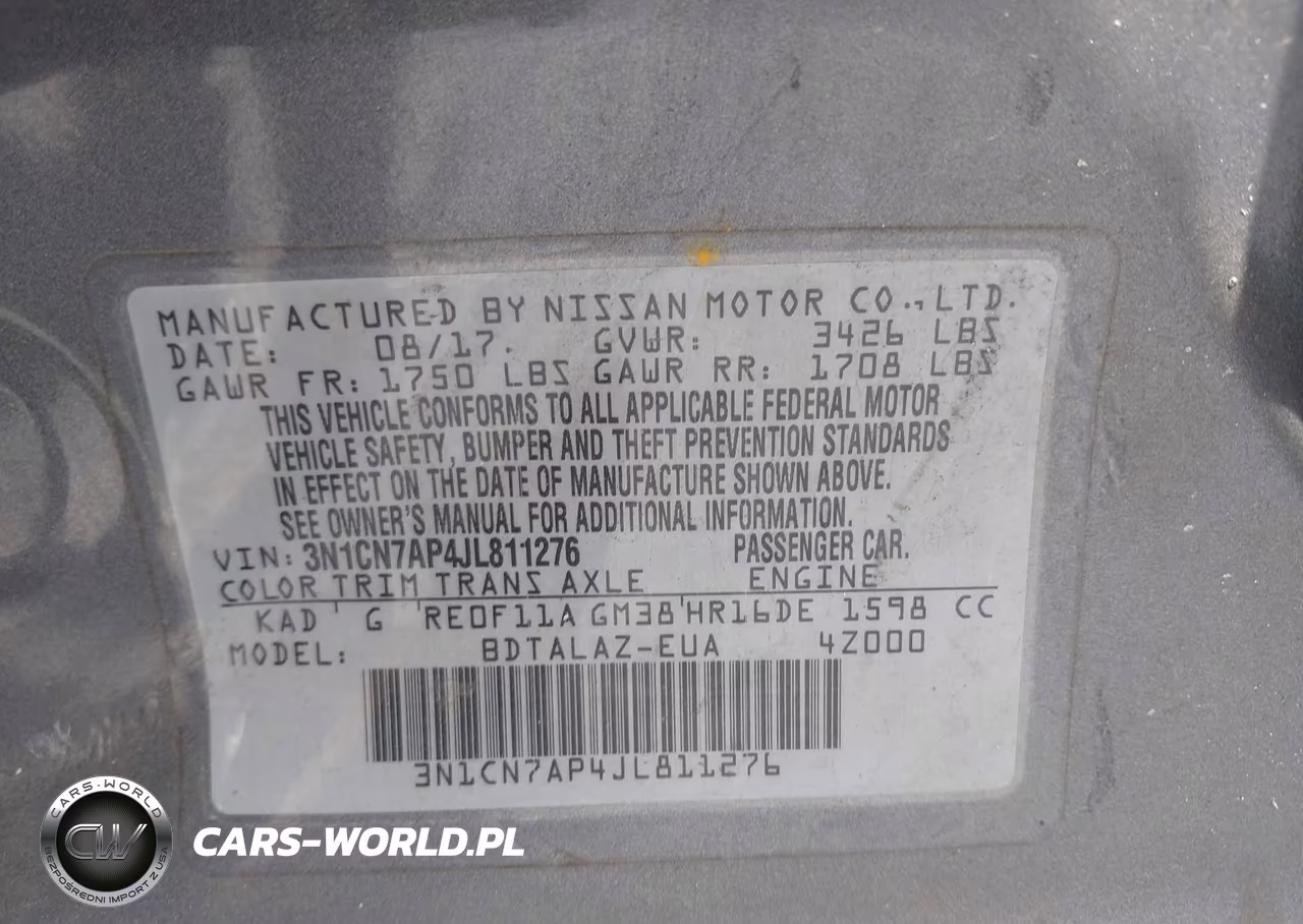 2018 Nissan Versa 1.6 S+ VIN:3N1CN7AP4JL811276 - 9