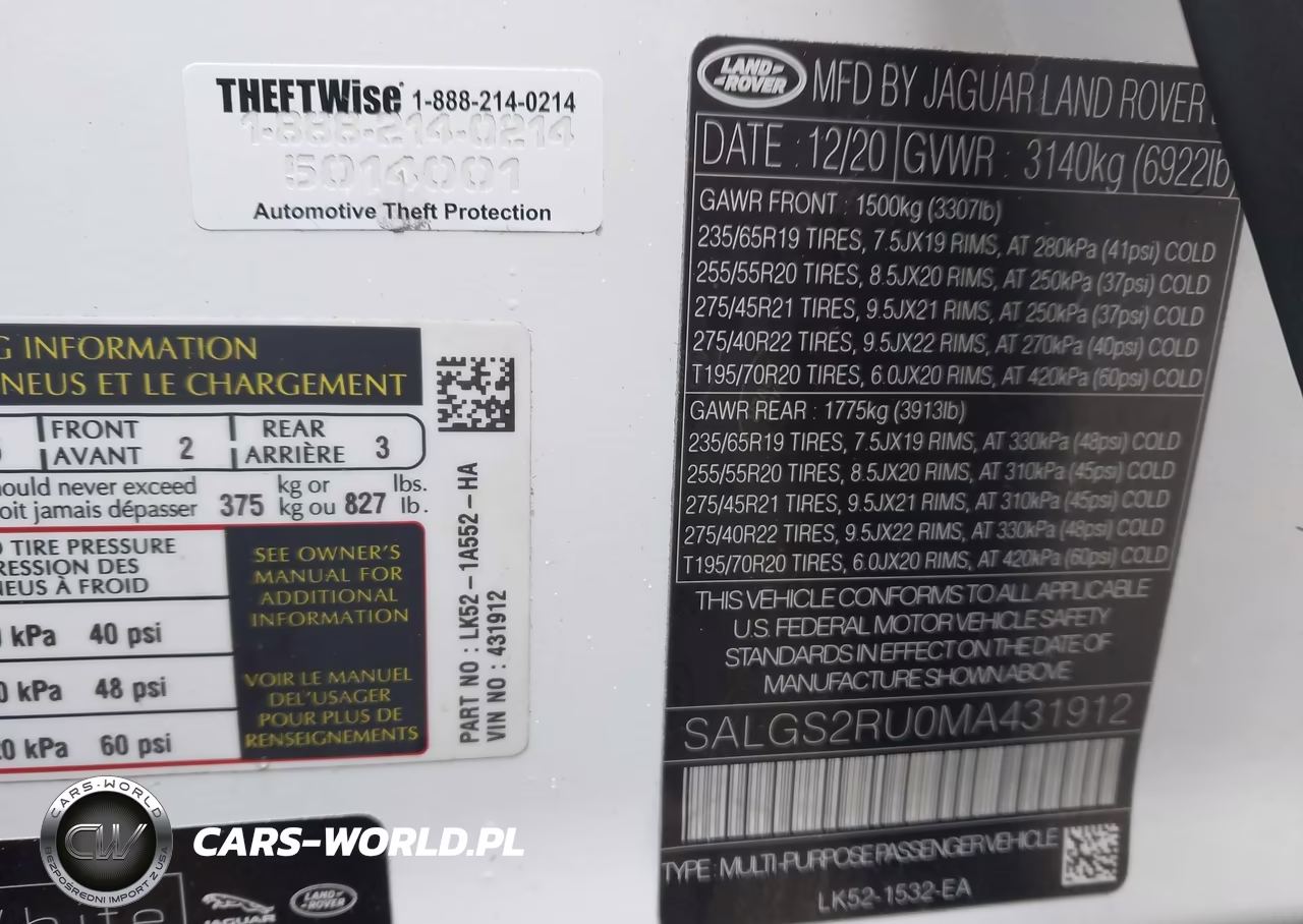 2021 Land Rover Range Rover Westminster VIN:SALGS2RU0MA431912 - 9