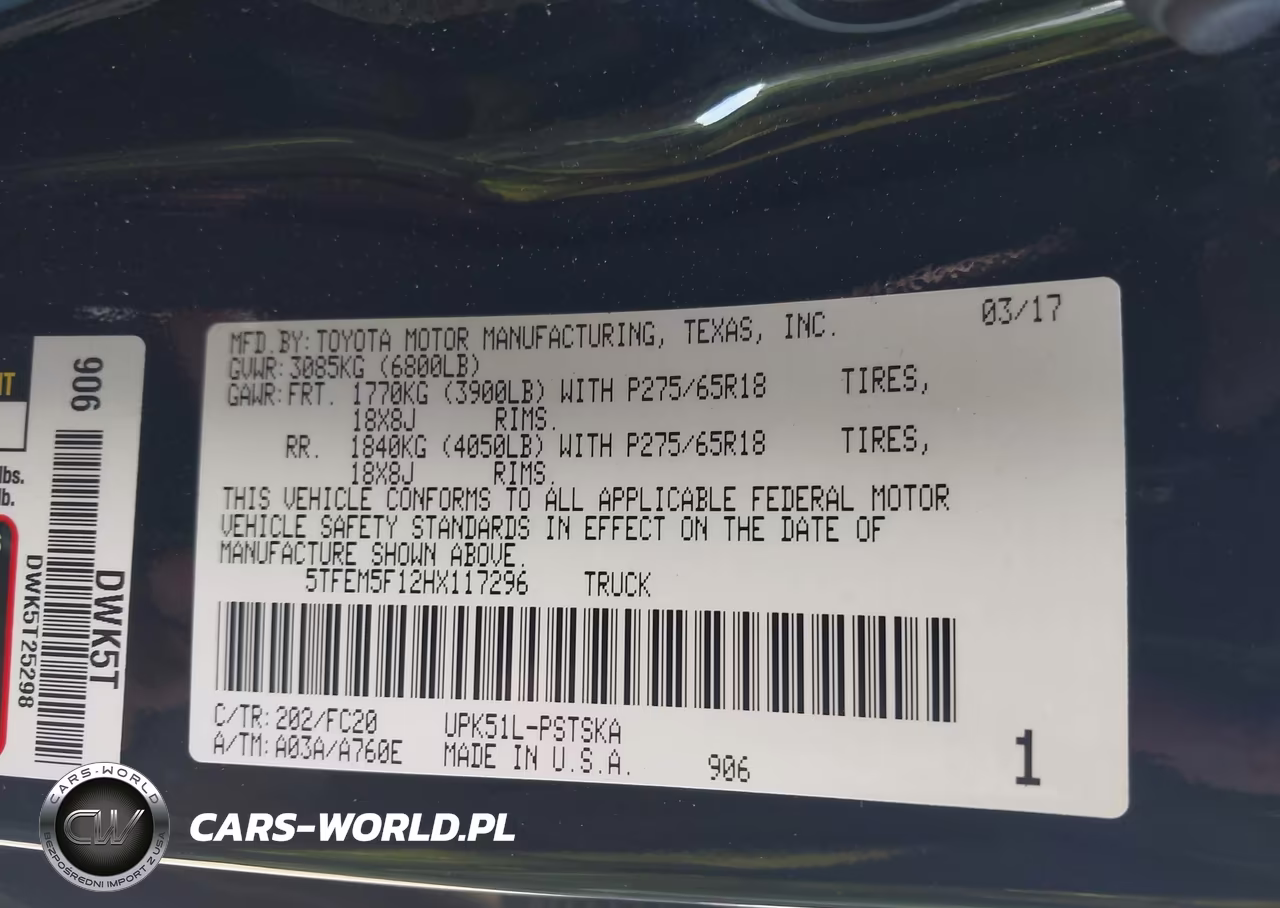 2017 Toyota Tundra Sr5 4.6L V8 VIN:5TFEM5F12HX117296 - 9