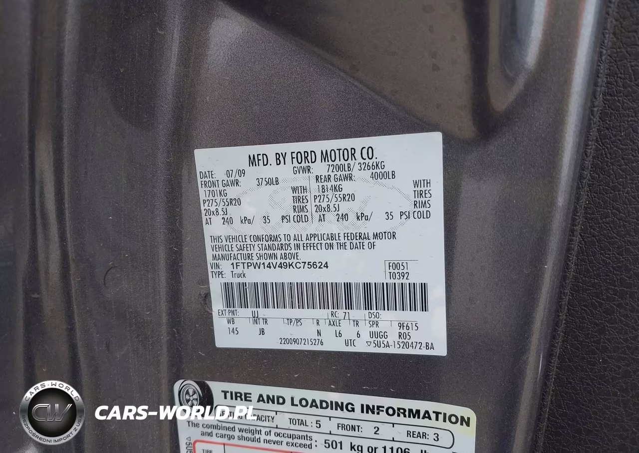 2009 Ford F-150 Fx4-King Ranch-Lariat-Platinum-Xl-Xlt VIN:1FTPW14V49KC75624 - 9
