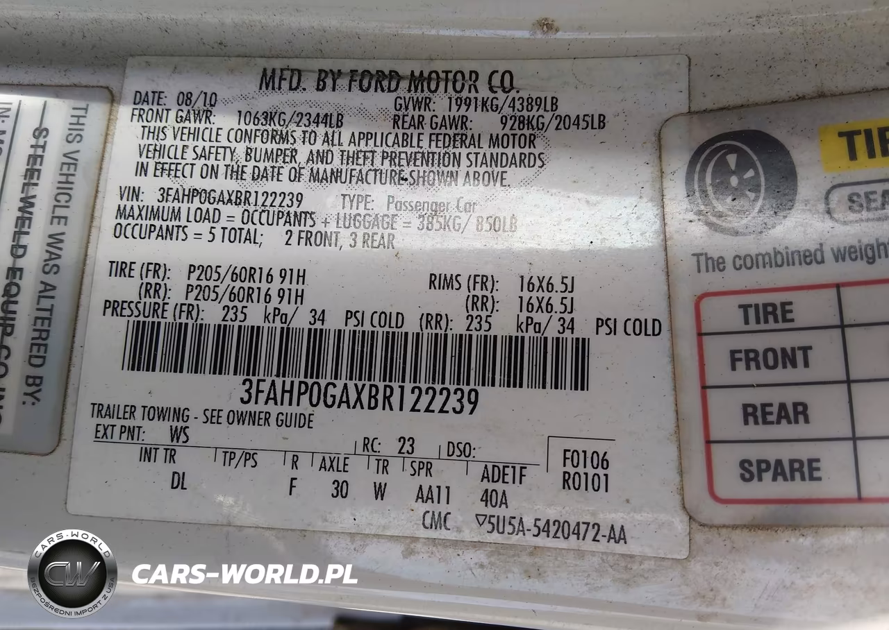 2011 Ford Fusion S VIN:3FAHP0GAXBR122239 - 9