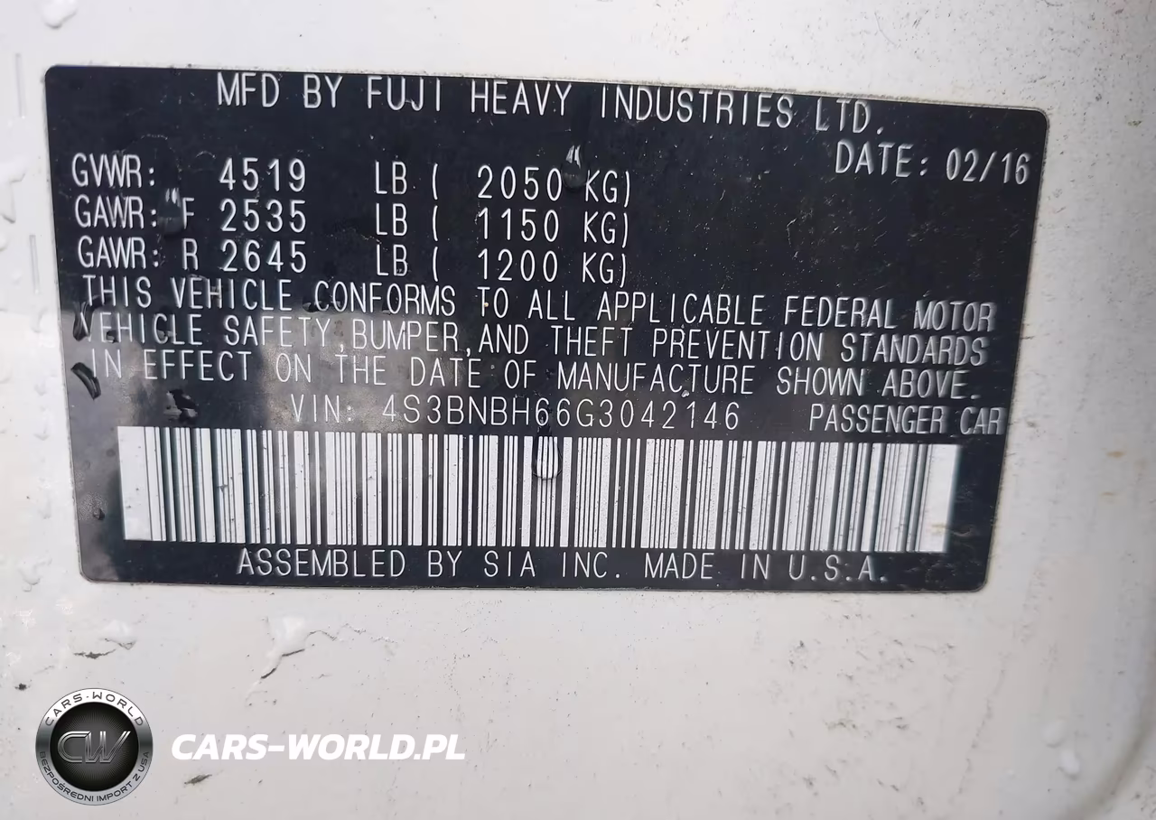 2016 Subaru Legacy 2.5I Premium VIN:4S3BNBH66G3042146 - 9