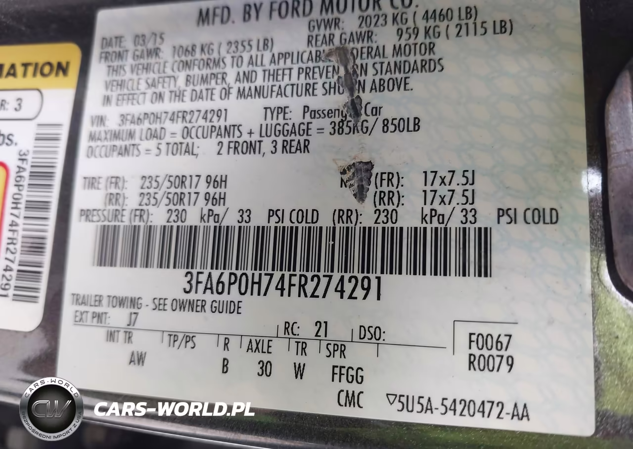 2015 Ford Fusion Se VIN:3FA6P0H74FR274291 - 9