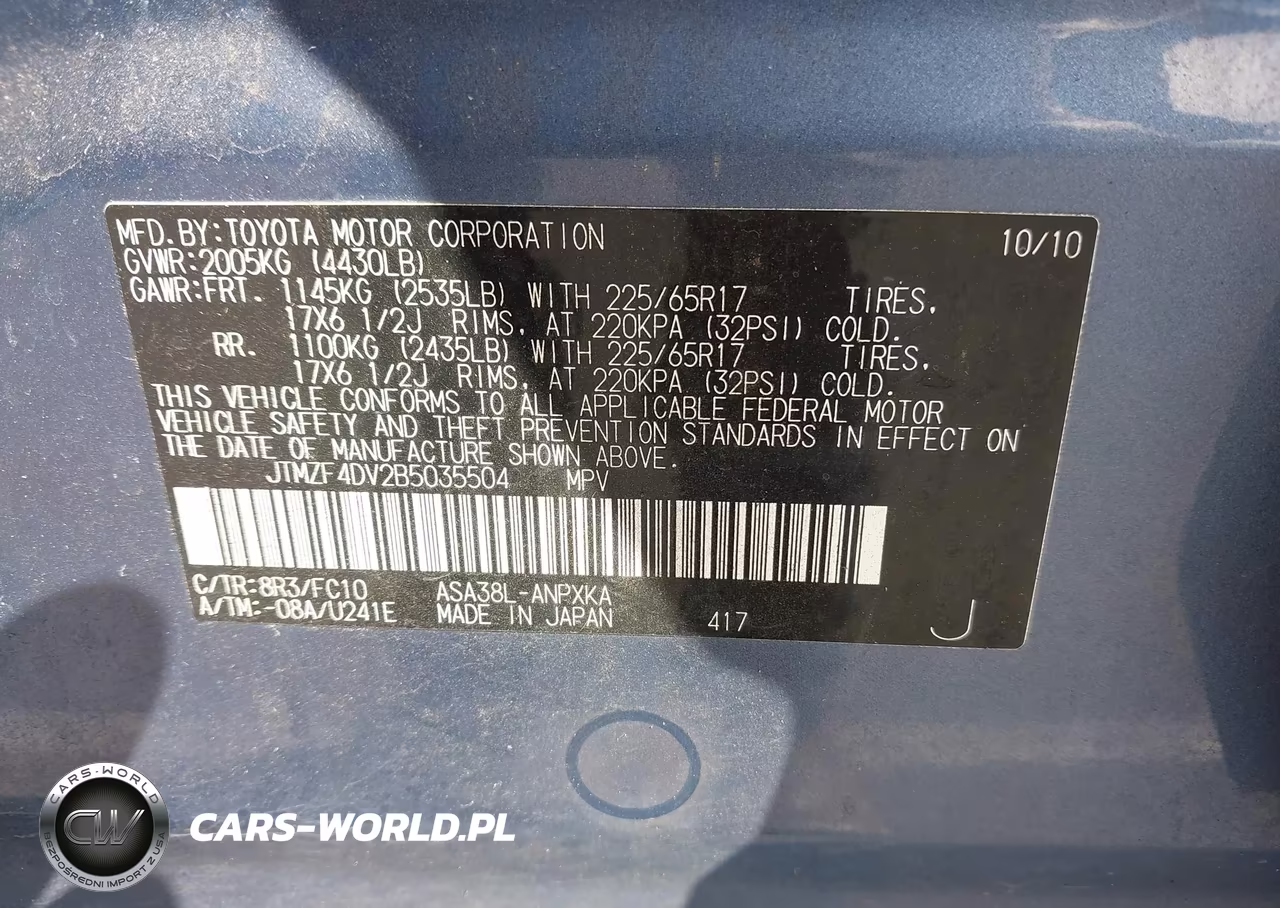 2011 Toyota Rav4 VIN:JTMZF4DV2B5035504 - 9