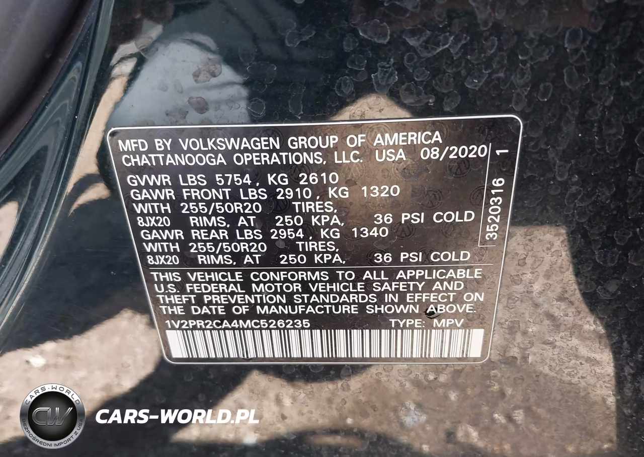 2021 Volkswagen Atlas 3.6L V6 Se W-Technology R-Line VIN:1V2PR2CA4MC526235 - 9