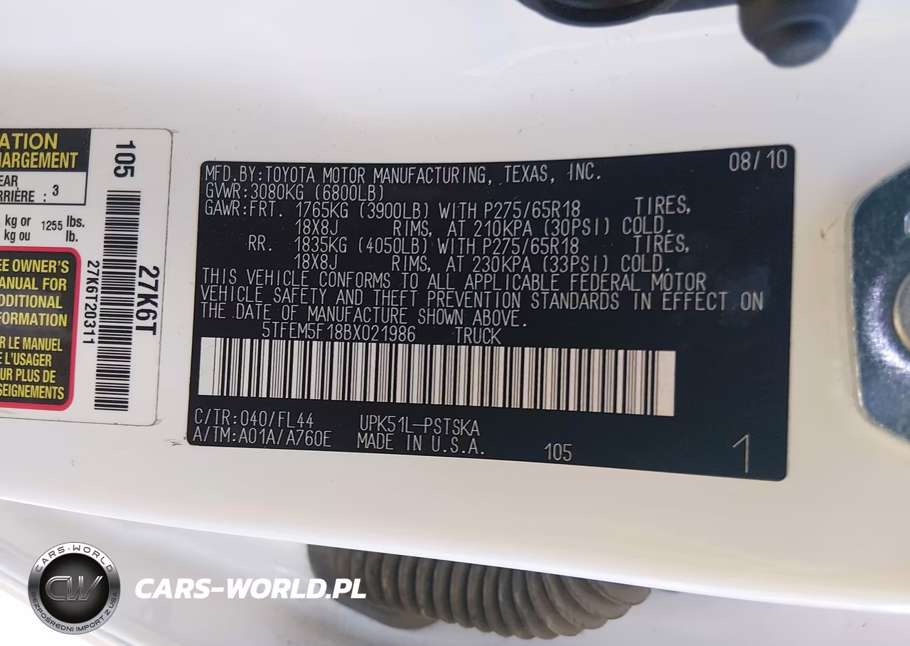 2011 Toyota Tundra Grade 4.6L V8 VIN:5TFEM5F18BX021986 - 9