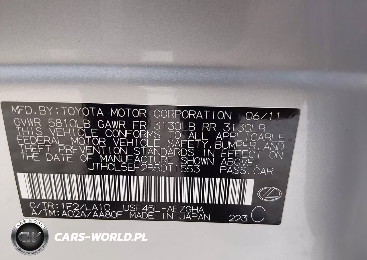 2011 Lexus Ls 460 VIN:JTHCL5EF2B5011553 - 9