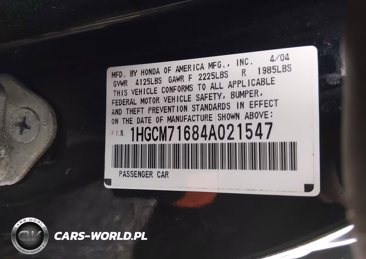 2004 Honda Accord 2.4 Ex VIN:1HGCM71684A021547 - 9