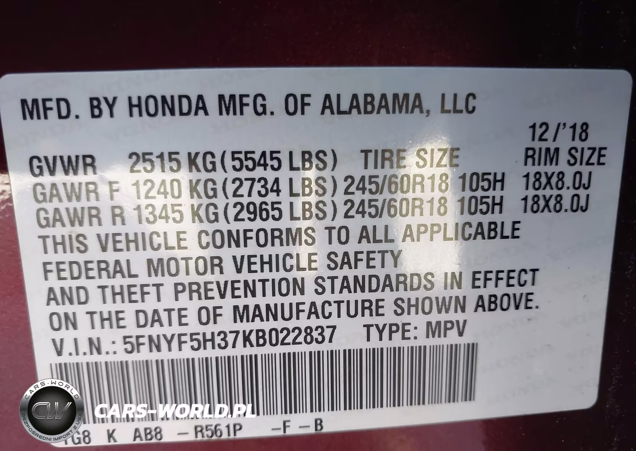2019 Honda Pilot Ex VIN:5FNYF5H37KB022837 - 9