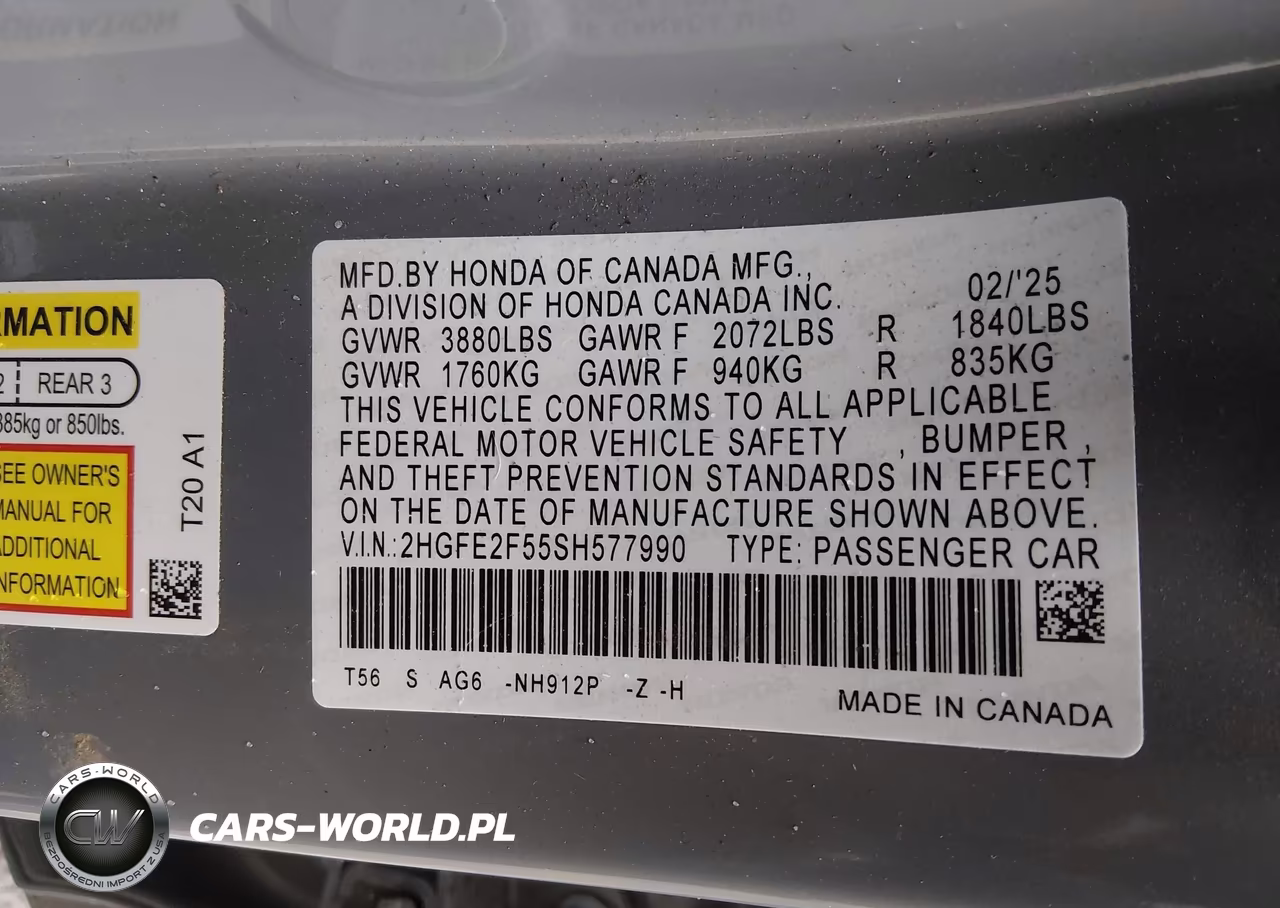 2025 Honda Civic Sport VIN:2HGFE2F55SH577990 - 9