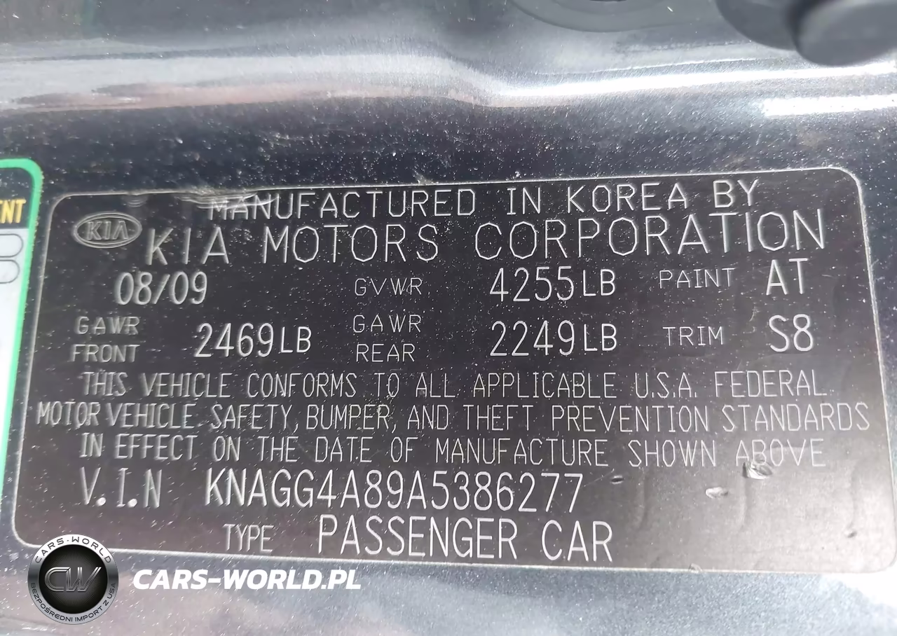 2010 Kia Optima Lx VIN:KNAGG4A89A5386277 - 9