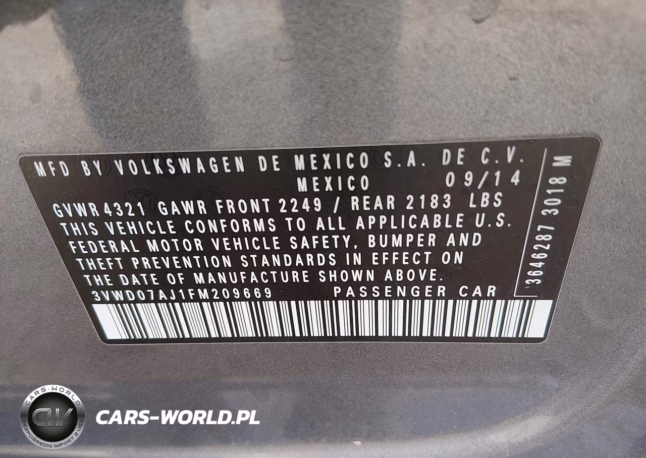 2015 Volkswagen Jetta 1.8T Se VIN:3VWD07AJ1FM209669 - 9