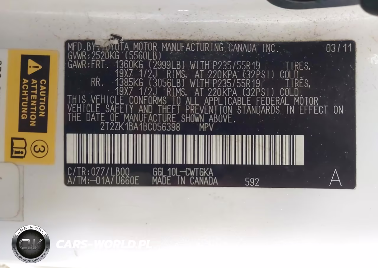 2011 Lexus Rx 350 VIN:2T2ZK1BA1BC056398 - 9