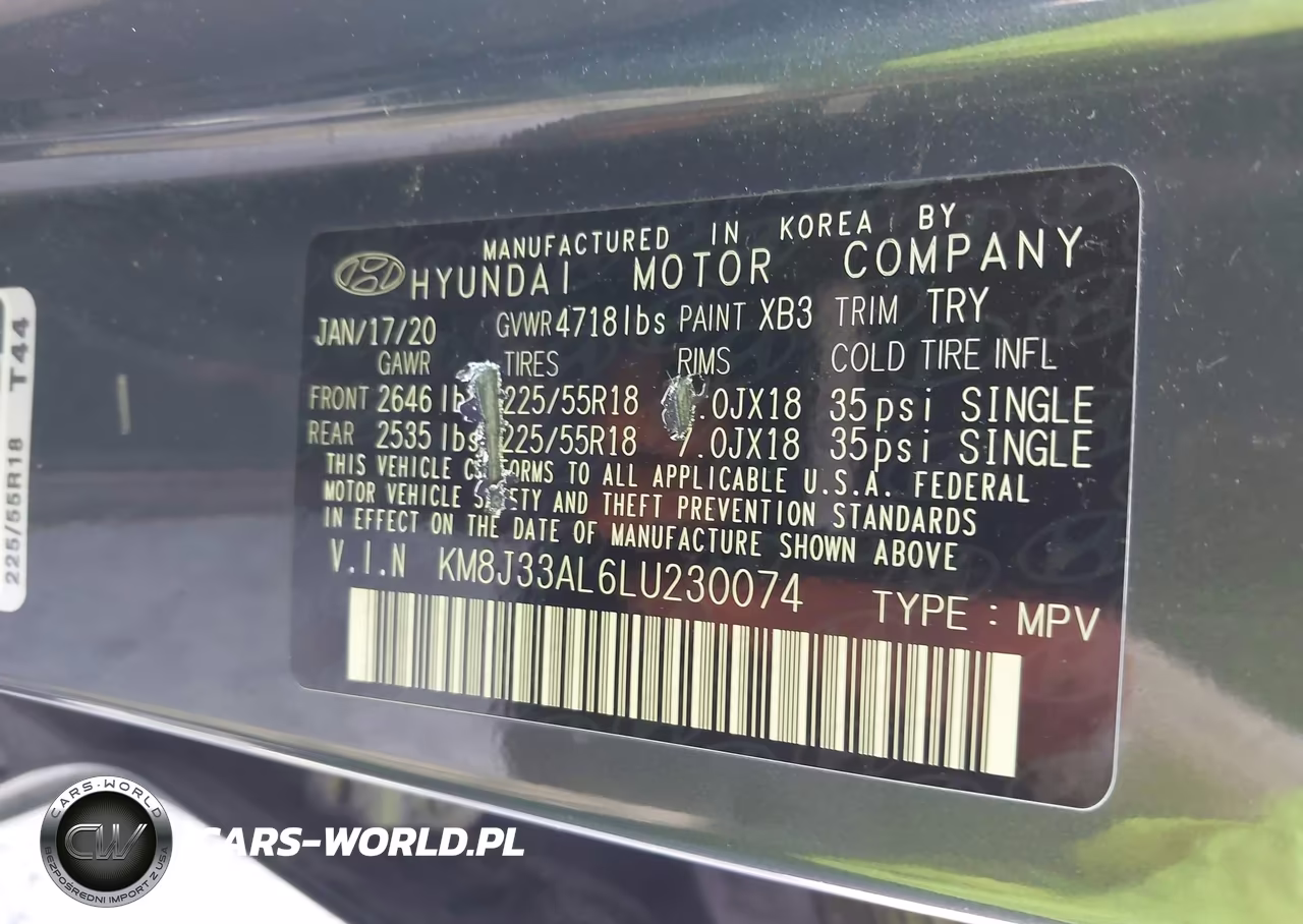 2020 Hyundai Tucson Sel VIN:KM8J33AL6LU230074 - 9