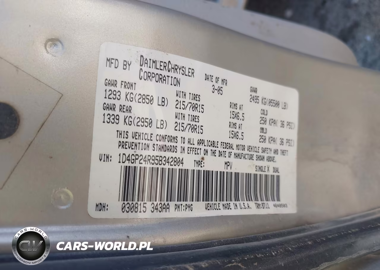 2005 Dodge Grand Caravan Se VIN:1D4GP24R95B342804 - 9