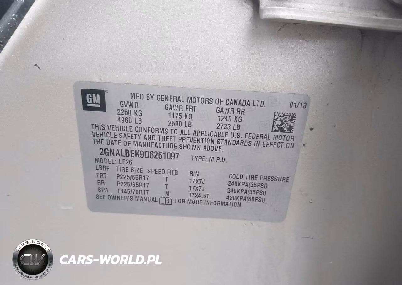 2013 Chevrolet Equinox Ls VIN:2GNALBEK9D6261097 - 9