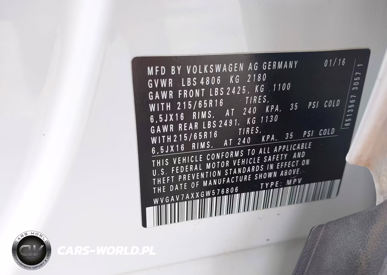 2016 Volkswagen Tiguan S VIN:WVGAV7AXXGW576806 - 9