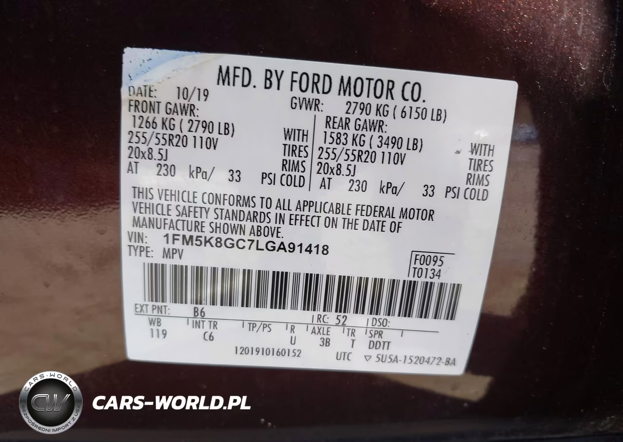 2020 Ford Explorer St VIN:1FM5K8GC7LGA91418 - 9
