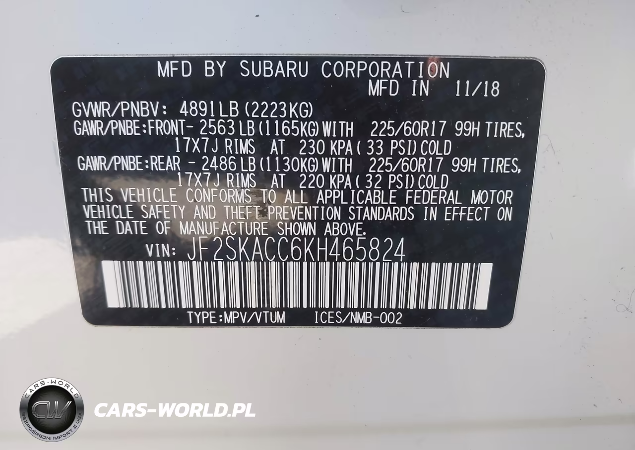 2019 Subaru Forester VIN:JF2SKACC6KH465824 - 9