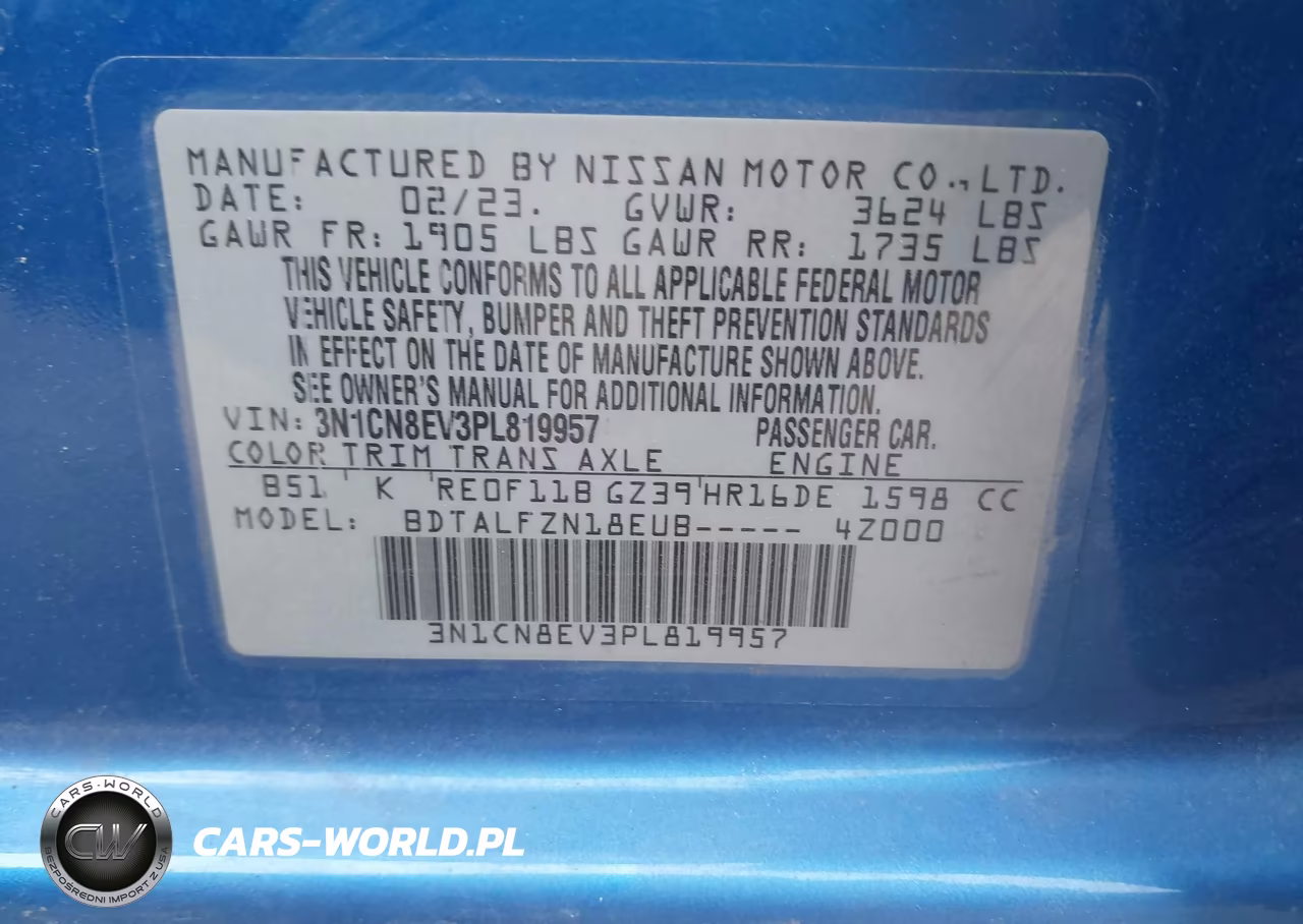 2023 Nissan Versa 1.6 Sv Xtronic Cvt VIN:3N1CN8EV3PL819957 - 9