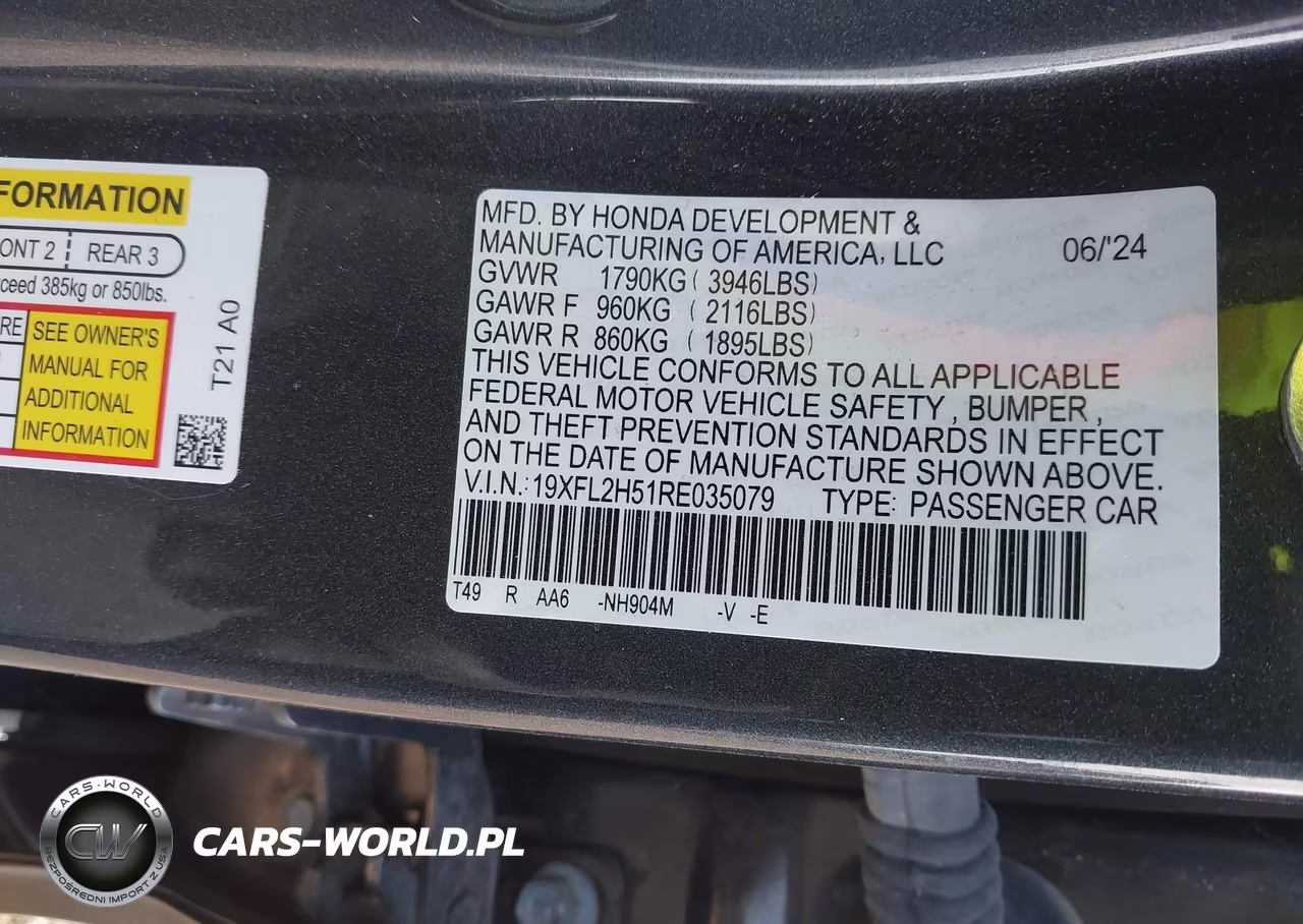 2024 Honda Civic Lx VIN:19XFL2H51RE035079 - 9