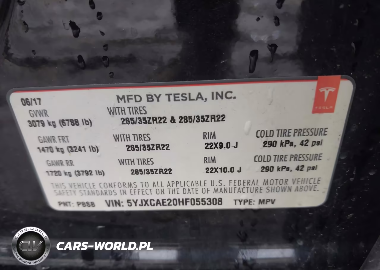 2017 Tesla Model X 100D-75D-90D VIN:5YJXCAE20HF055308 - 9