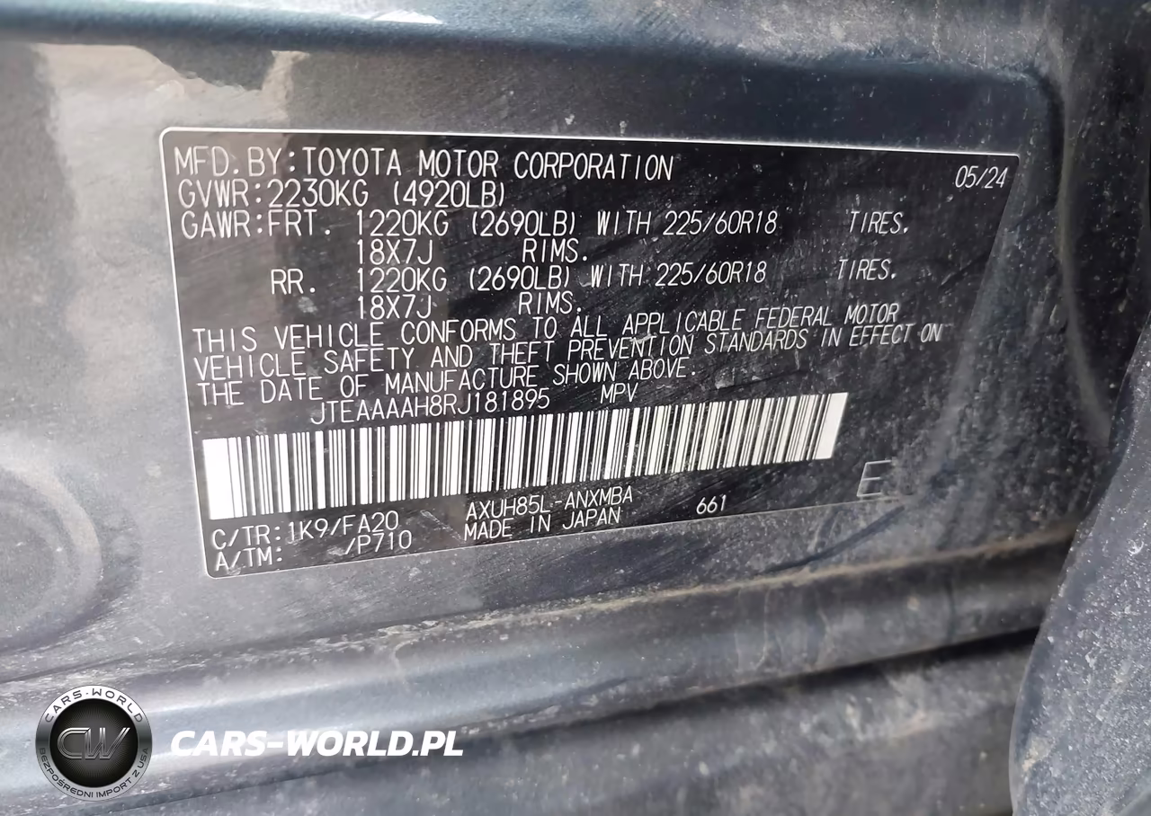 2024 Toyota Venza Le VIN:JTEAAAAH8RJ181895 - 9