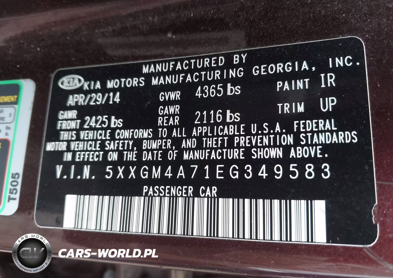 2014 Kia Optima Lx VIN:5XXGM4A71EG349583 - 9