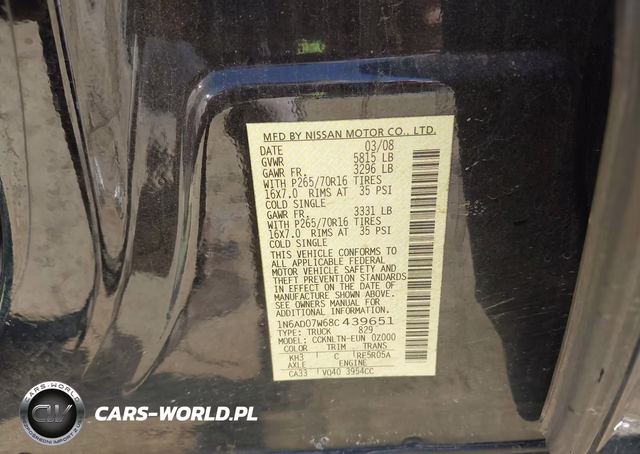 2008 Nissan Frontier Se VIN:1N6AD07W68C439651 - 9