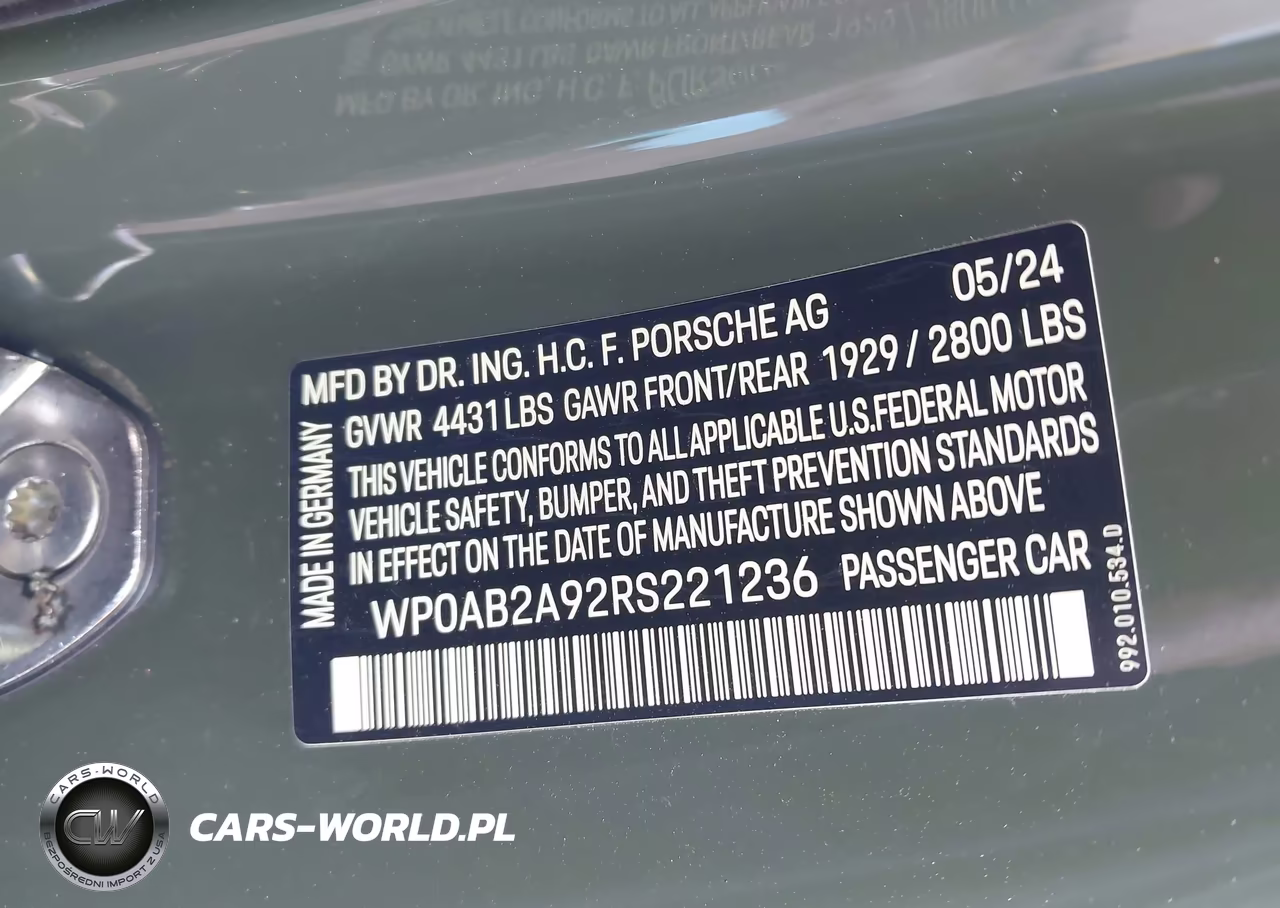 2024 Porsche 911 Carrera 4 Gts-Carrera 4S-Carrera Gts-Carrera S-Dakar VIN:WP0AB2A92RS221236 - 9